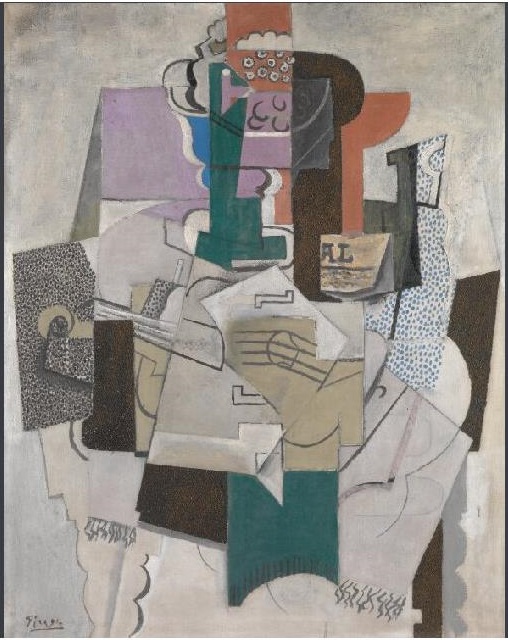 Picasso 1914 Fruit Dish, Bottle and Violin